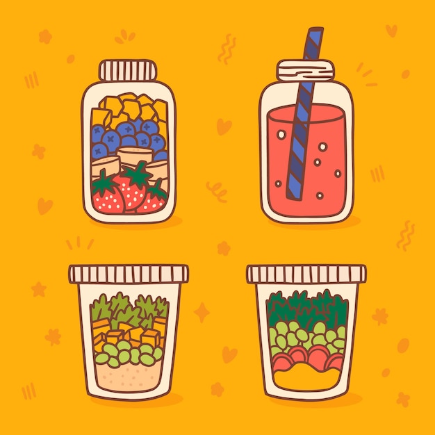 Free Vector hand drawn meal prep illustration