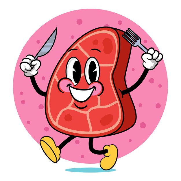 Hand drawn meat cartoon illustration