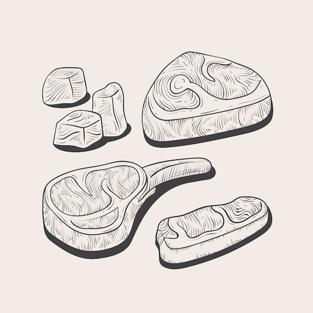 Free Vector hand drawn meat drawing element