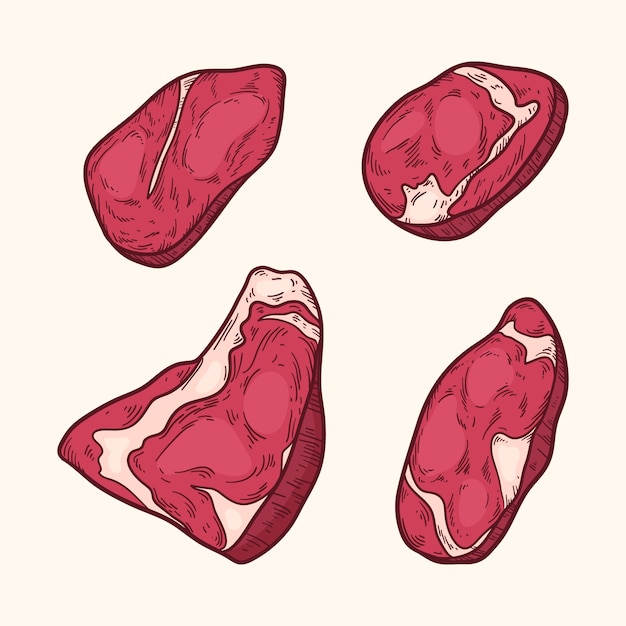 Free Vector hand drawn meat drawing illustration