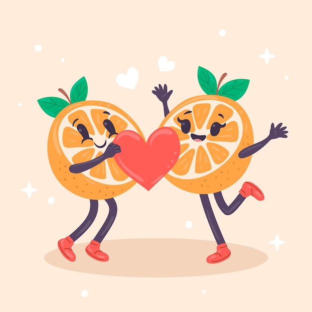 Free Vector hand drawn media naranja illustration