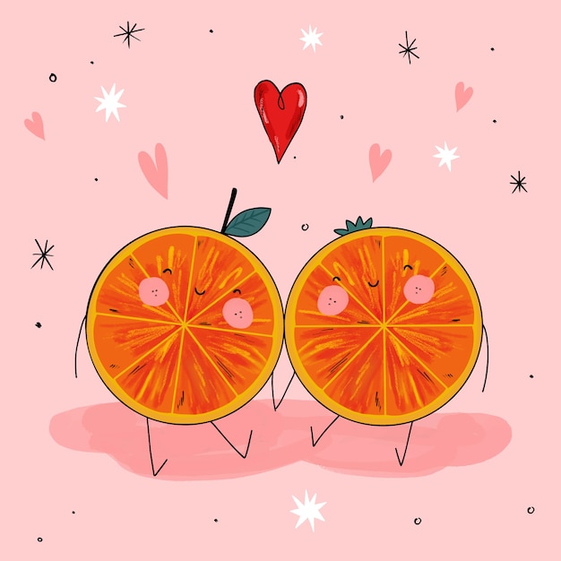 Free Vector hand drawn media naranja illustration