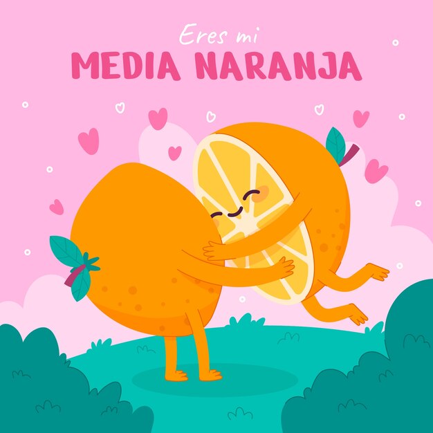 Hand drawn  media naranja illustrationn