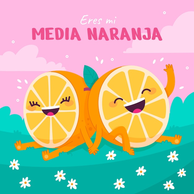 Hand drawn  media naranja illustrationn