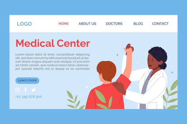 Hand drawn medical center landing page