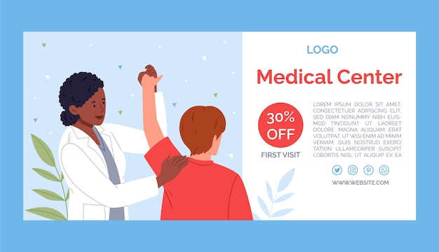 Hand drawn medical center sale banner