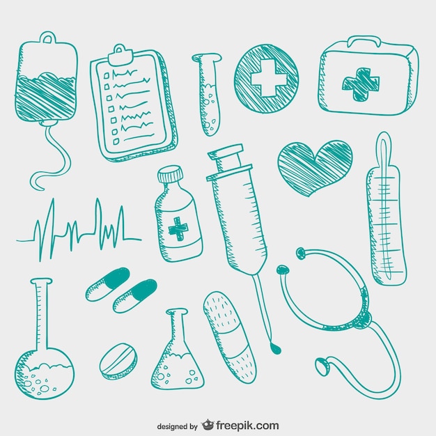 Free vector hand drawn medical icons