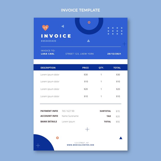 Hand drawn medical invoice