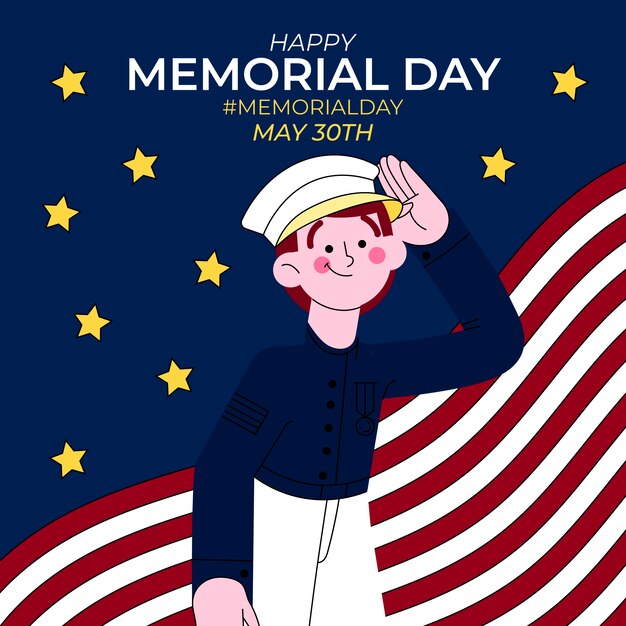 Hand drawn memorial day illustration