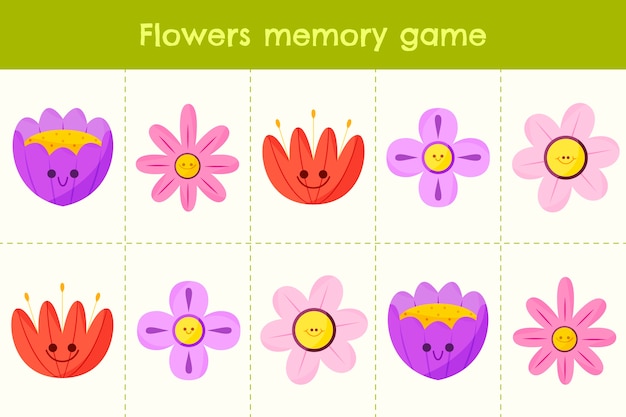 Free vector hand drawn memory game cards