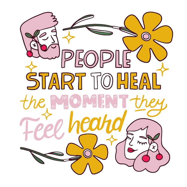 Hand drawn mental health inspiring lettering