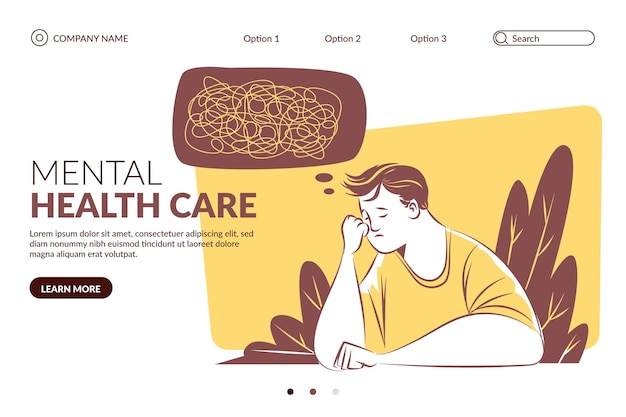 Hand drawn mental health landing page template