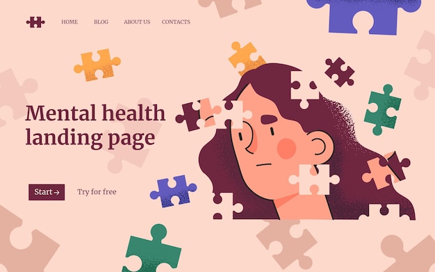 Hand drawn mental health landing page template