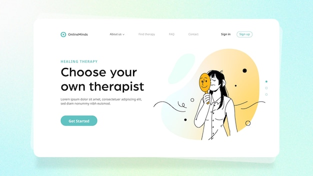 Hand drawn mental health landing page