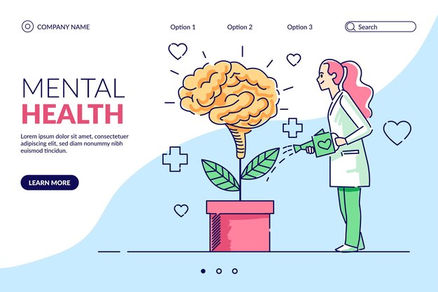 Hand drawn mental health landing page