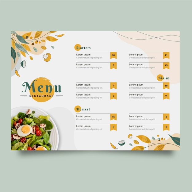 Hand drawn menu template design