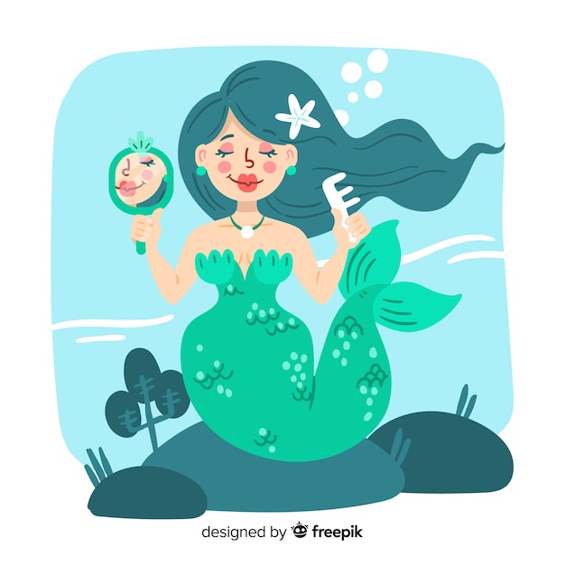 Hand drawn mermaid background