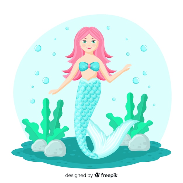 Hand drawn mermaid background