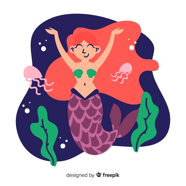 Hand drawn mermaid background