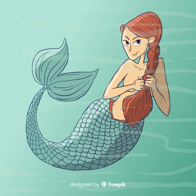 Free vector hand drawn mermaid background