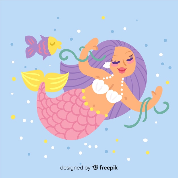 Hand drawn mermaid background