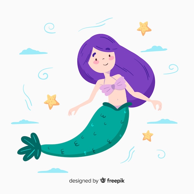 Hand drawn mermaid character background