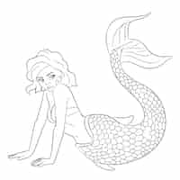 Free vector hand drawn mermaid outline illustration