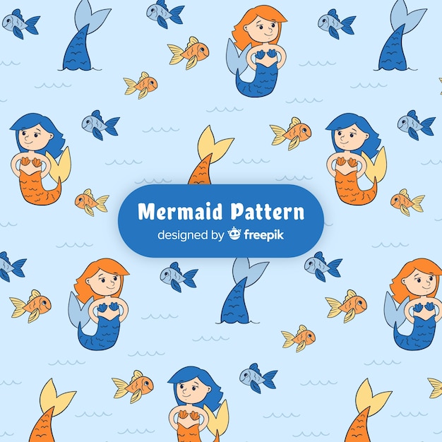 Hand drawn mermaid pattern