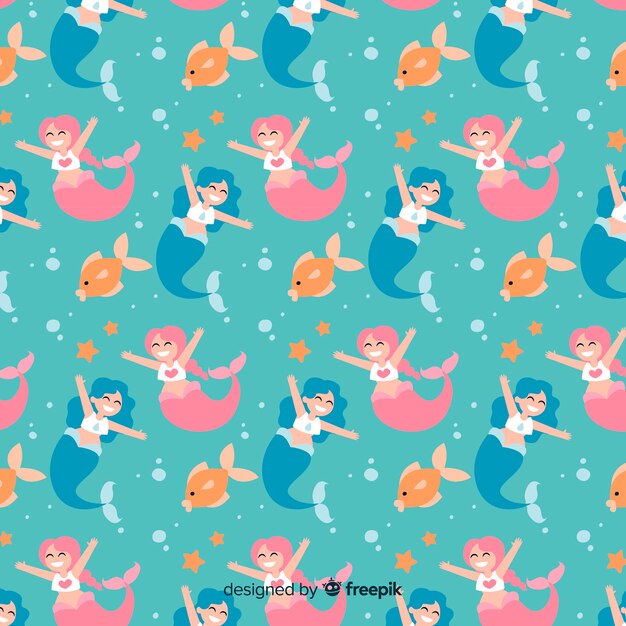 Hand drawn mermaid pattern