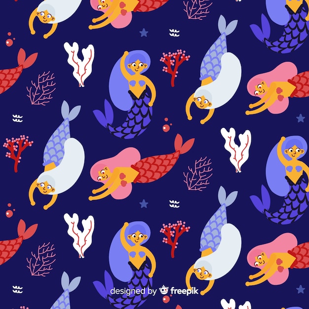 Hand drawn mermaid pattern