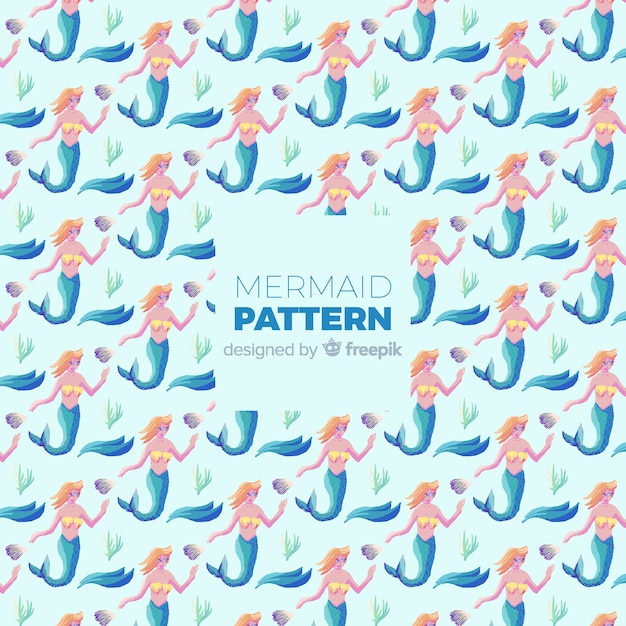 Free vector hand drawn mermaid pattern