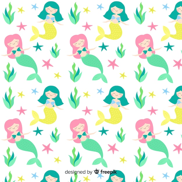 Hand drawn mermaid pattern