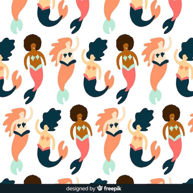 Hand drawn mermaid pattern