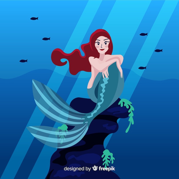 Free Vector hand drawn mermaid portrait