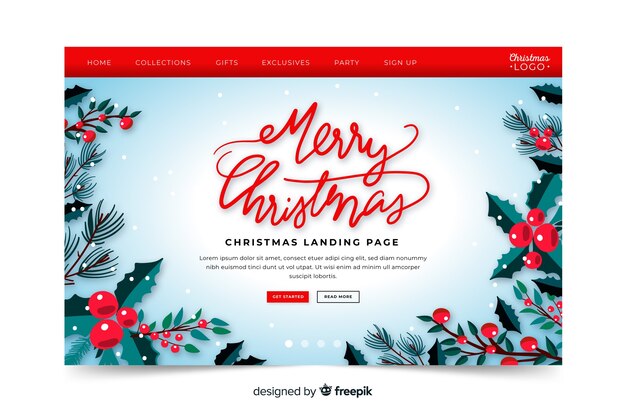 Hand drawn merry christmas landing page