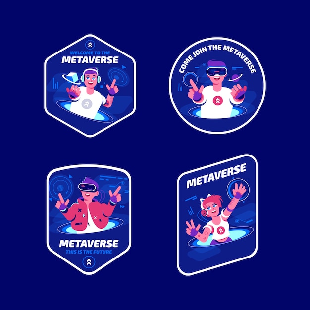 Hand drawn metaverse concept labels