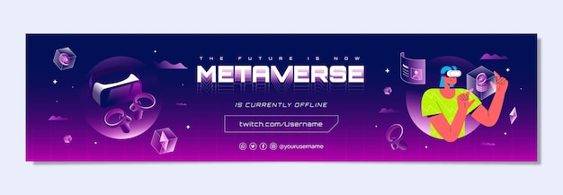 Hand drawn metaverse concept twitch banner