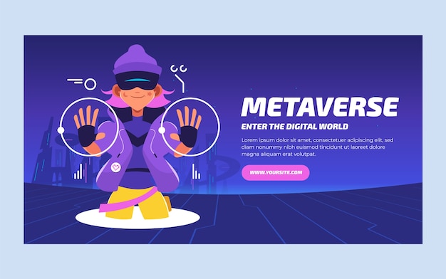 Hand drawn metaverse dynamic facebook template