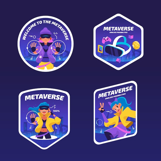 Hand drawn metaverse dynamic labels