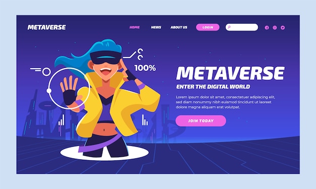 Hand drawn metaverse dynamic landing page template