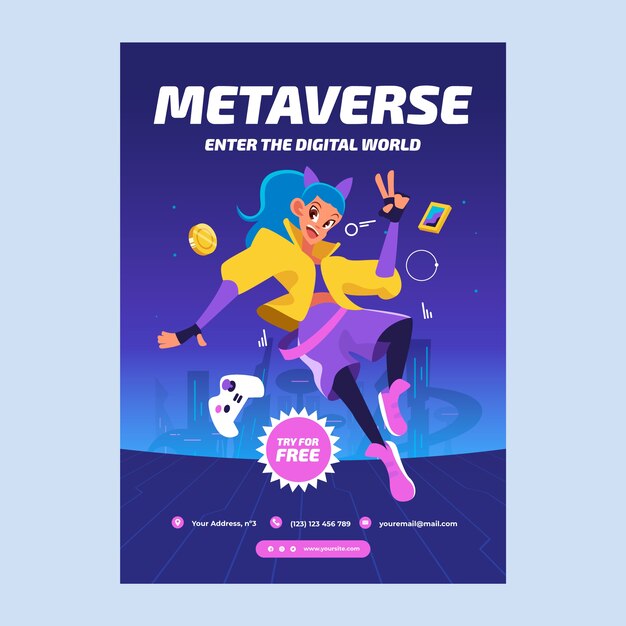 Hand drawn metaverse dynamic poster