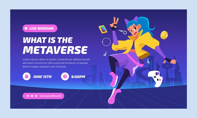 Hand drawn metaverse dynamic webinar template