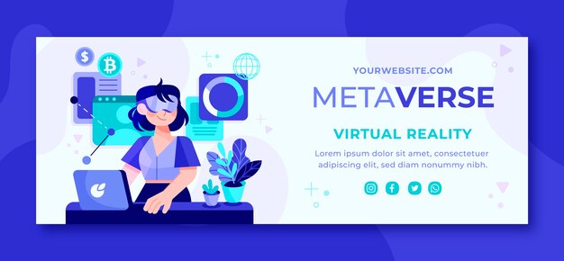 Hand drawn metaverse facebook cover