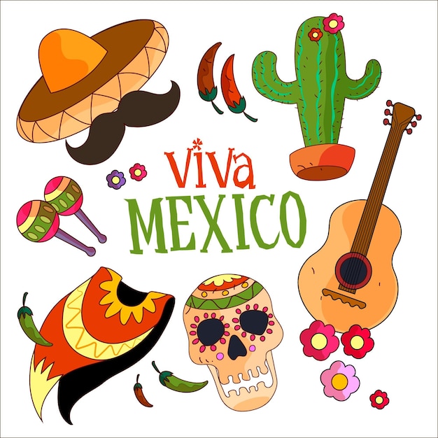 Free vector hand drawn mexic independence day concept