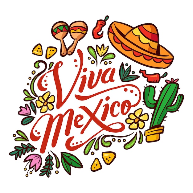 Hand drawn mexic independence day concept