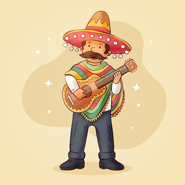 Hand drawn mexican cartoon  illustration