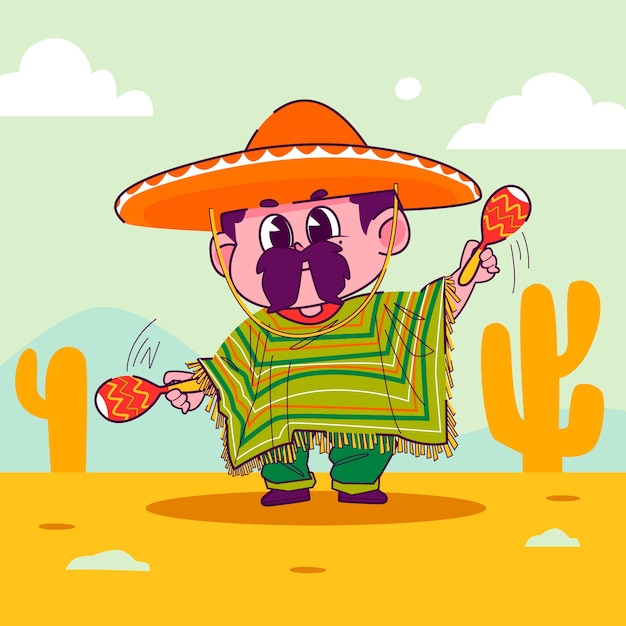 Free vector hand drawn mexican cartoon illustration