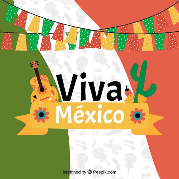 Free Vector hand drawn mexican flag background