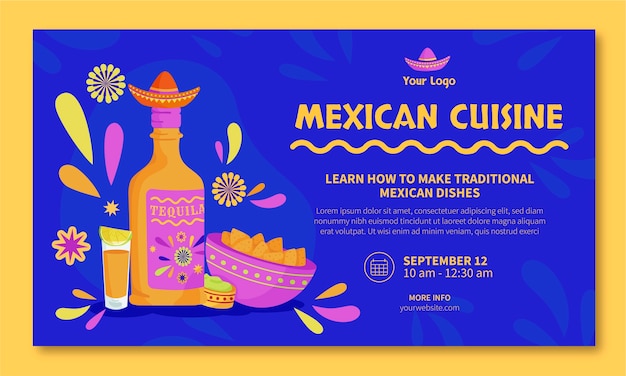 Free vector hand drawn mexican food restaurant webinar template