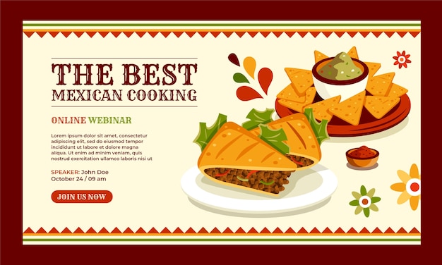 Free Vector hand drawn mexican food restaurant webinar